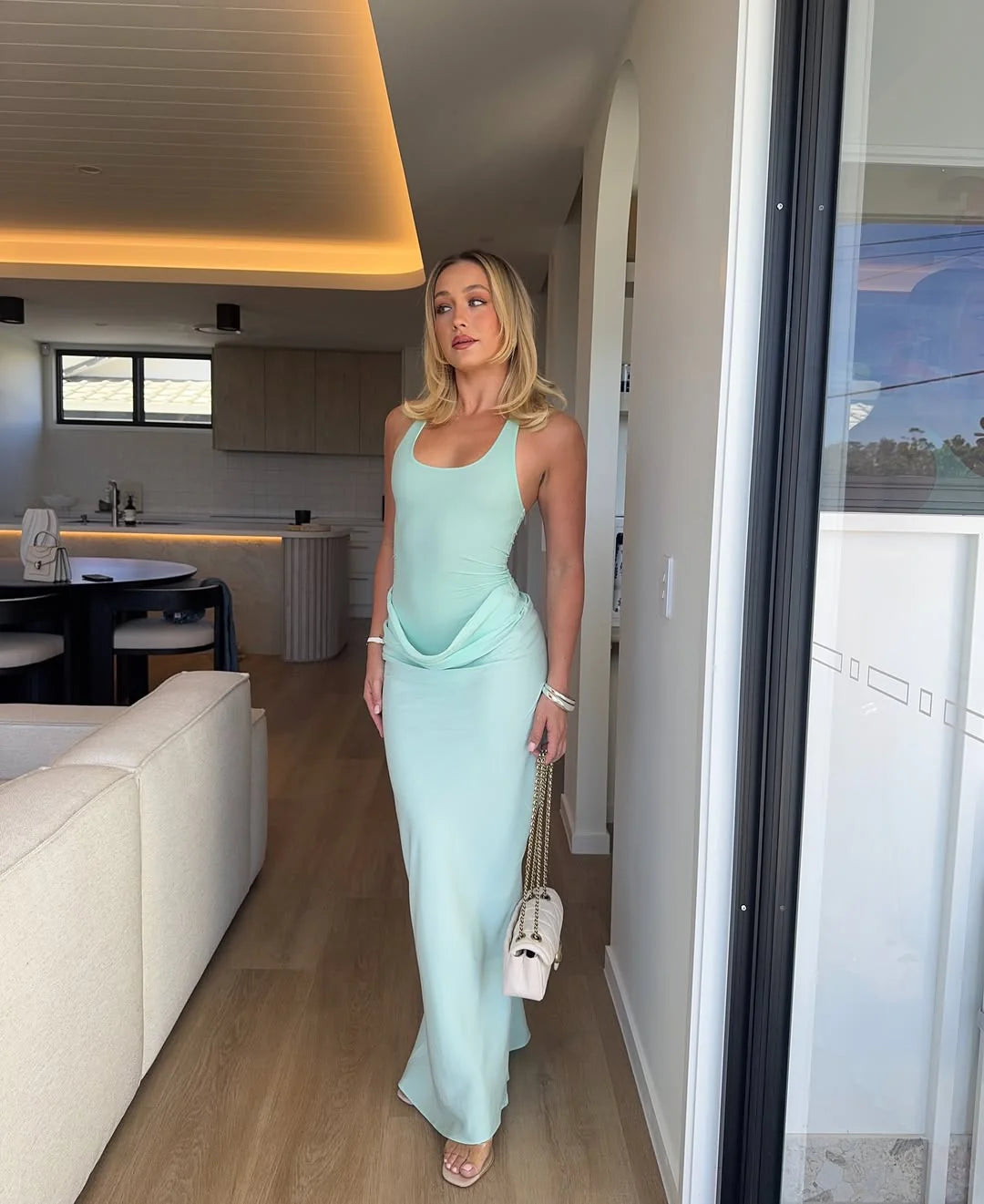 Jade Maxi Dress Bleached Aqua