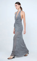 Astra Drape Maxi Dress Chrome