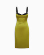 Silk Bustier Midi Dress Olive