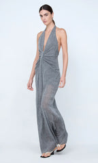 Astra Drape Maxi Dress Chrome