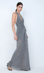 Astra Drape Maxi Dress Chrome
