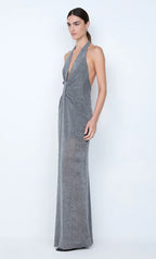 Astra Drape Maxi Dress Chrome